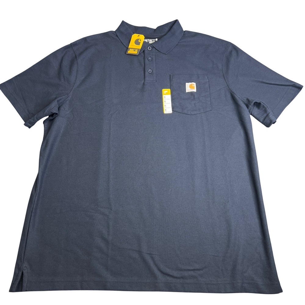 Carhartt Mens XL Tall Navy Blue Loose Fit Pocket Polo Shirt TK6685-M NWT